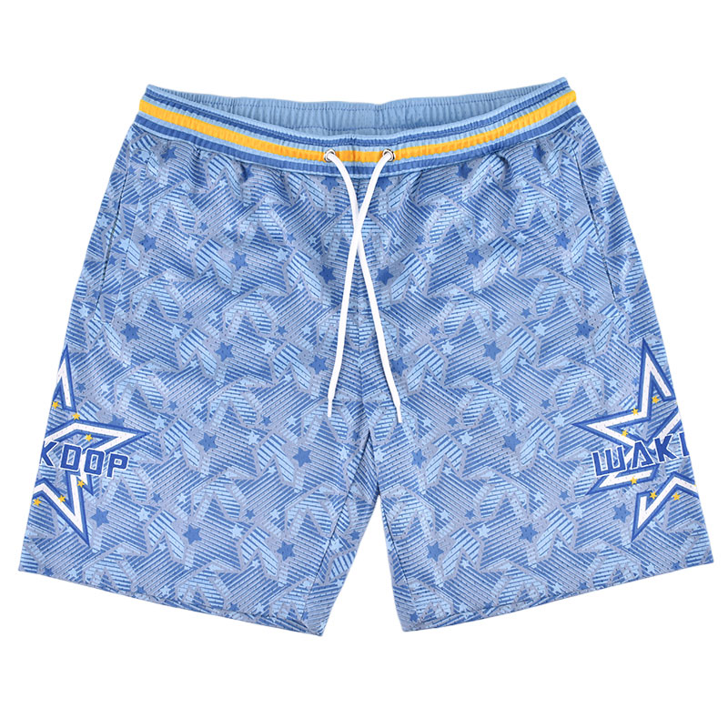 All Over Print Single Layer Stars Mesh Shorts With Pockets