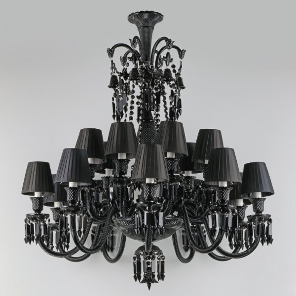 18 Lights Zénith Black Baccarat Crystal Chandelier Lighting