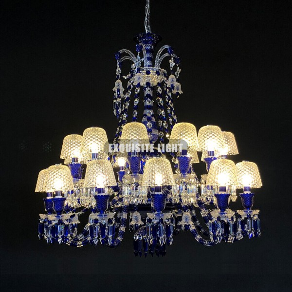 24 Lights Zénith Faunacrystopolis Baccarat Chandelier Blue Baccarat Crystal Lighting