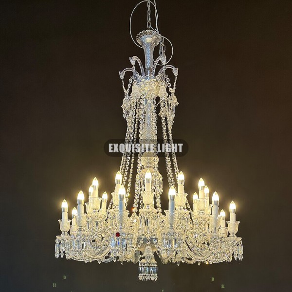 Long 24 Lights Replica Clear Zenith Baccarat Chandelier Crystal Lighting