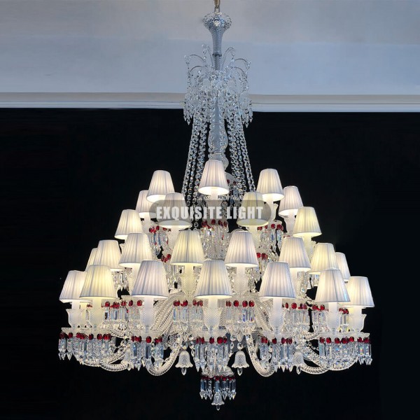 Custom Made Zenith Chandelier Baccarat Red Crystal Lighting with Lampshades