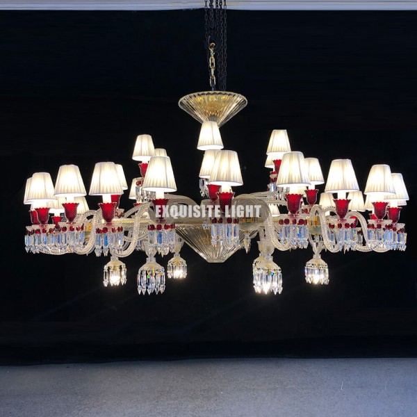 Customize Paris Baccarat Chandelier Red Crystal Chandelier with 36 Lampshades