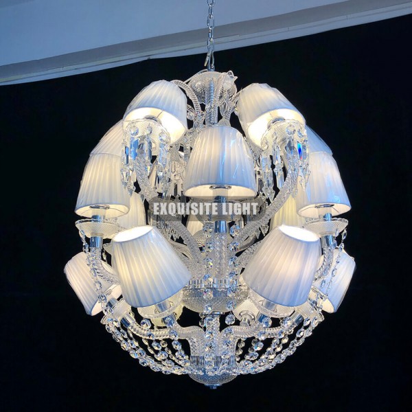 Custom Made Le Roi Soleil Chandelier 18 Lights Baccarat Crystal Chandelier with Fabric Shades