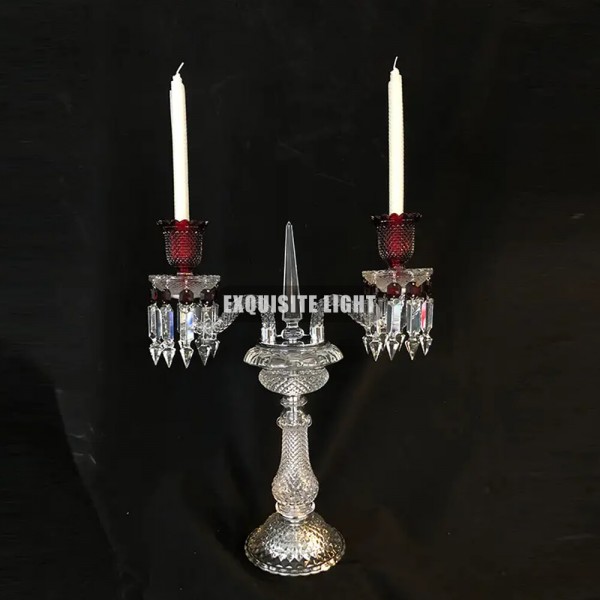 2 Heads Baccarat Inspired Crystal Candelabra Wedding Centerpiece