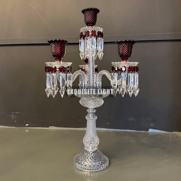 4 Heads Baccarat Inspired Crystal Candelabra Wedding Centerpiece