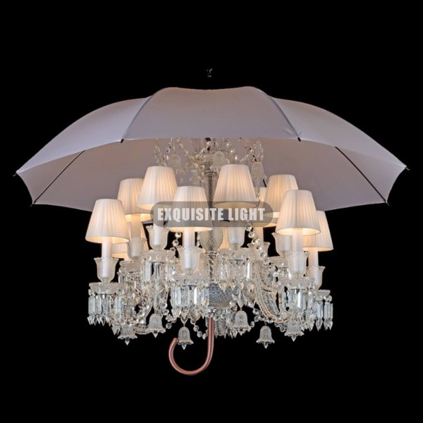 12 Lights Marie Coquine Baccarat Crystal Chandelier Lighting with White Umbrella