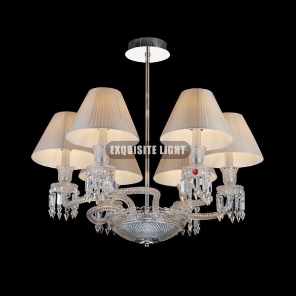 6 Lights Baccarat Crystal Lighting with Lampshades