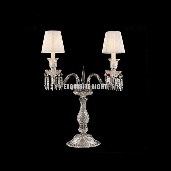 2 Lights Clear Baccarat Table Lamp with Shade