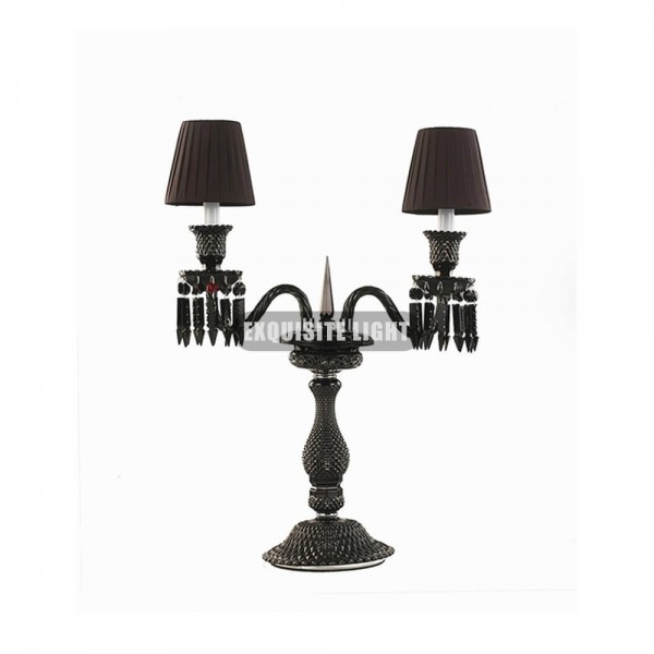 2 Lights Black Baccarat Table Lamp with Shade