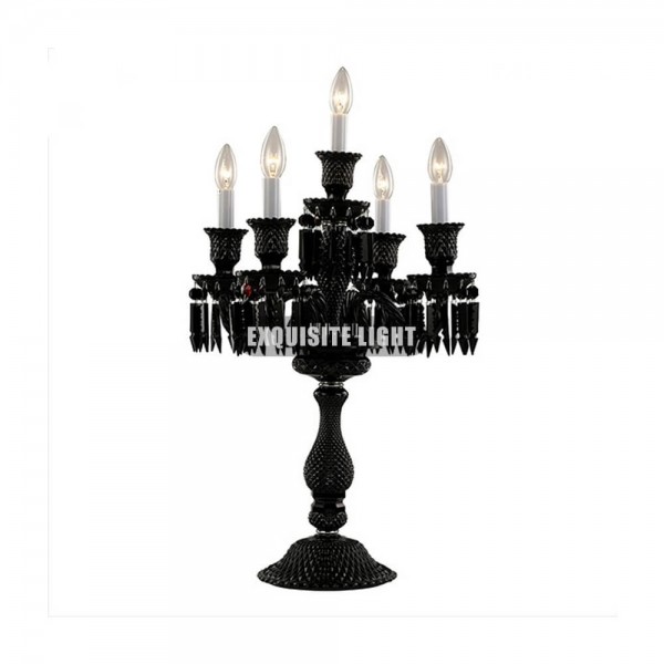 5 Lights Black Baccarat Crystal Table Lamp