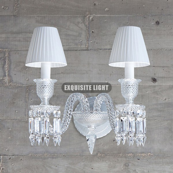 2 Lights Clear Baccarat Wall Light with Lampshades