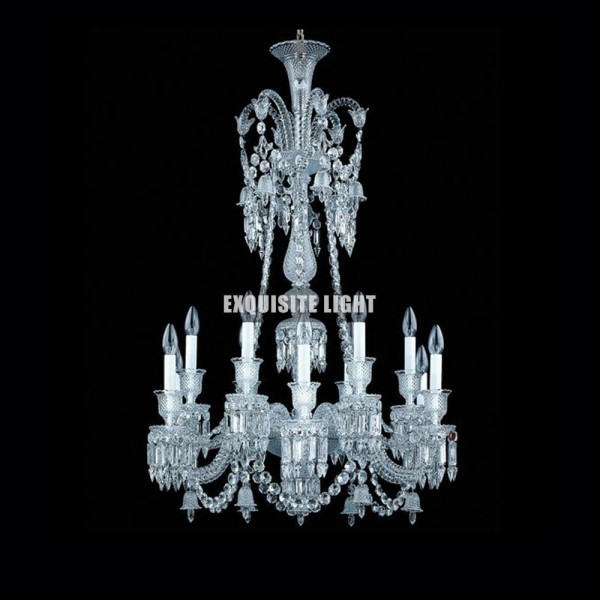 Long 12 Lights Clear Baccarat Chandelier