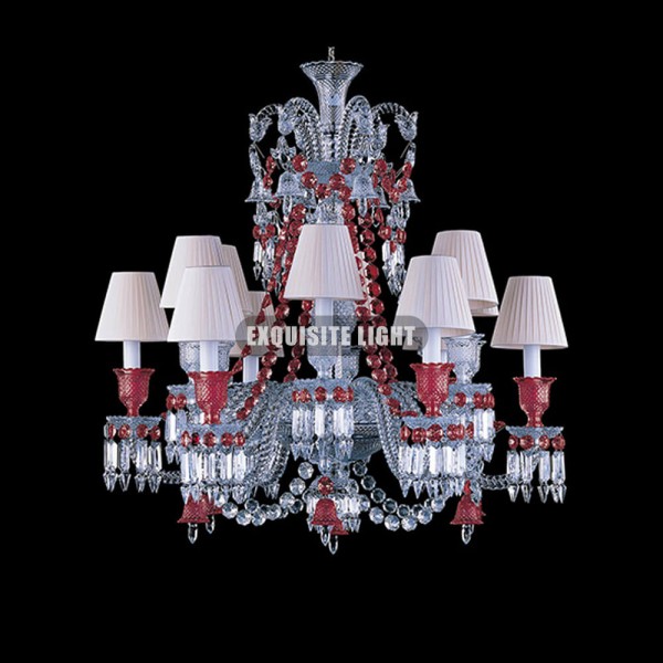 12 Lampshades Red Baccarat Chandelier