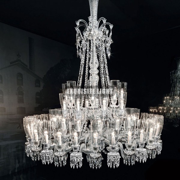 64 Lights Clear Baccarat Chandelier Lighting with Glass Shades