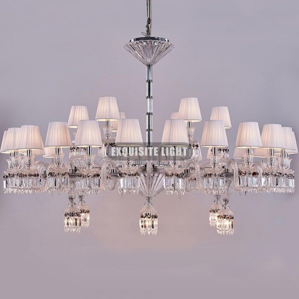 36 Lights Baccarat Crystal Chandelier with Lampshades