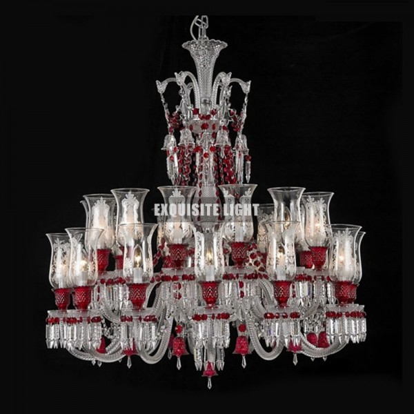 18 Lights  Red Baccarat Crystal Lamp