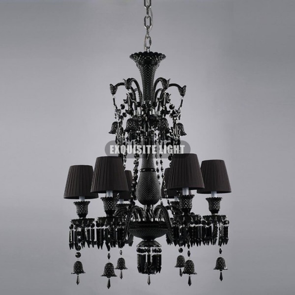 6 Lights Black Baccarat Crystal Lighting with Shade