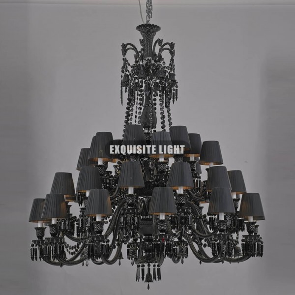 36 Lights Black Baccarat Crystal Lighting with Shade