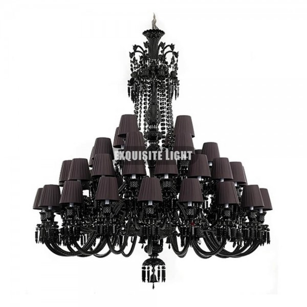 48 Lights Black Baccarat Crystal Lighting with Shade