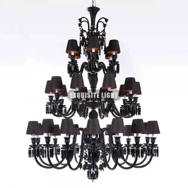 30 Lights Black Baccarat Crystal Lighting with Shade