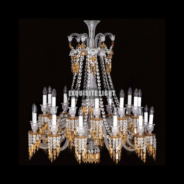 Short 24 Lights Amber Baccarat Crystal Chandelier