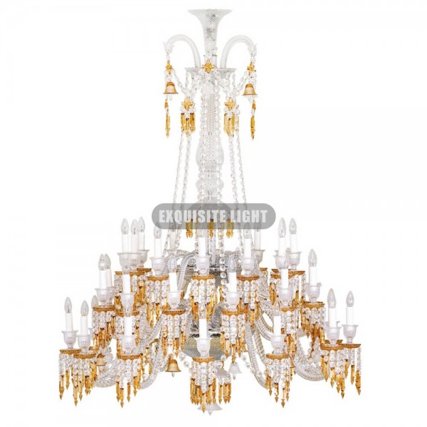 36 Lights Amber Baccarat Crystal Chandelier