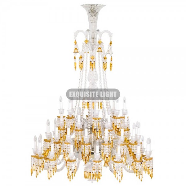 48 Lights Amber Baccarat Crystal Chandelier