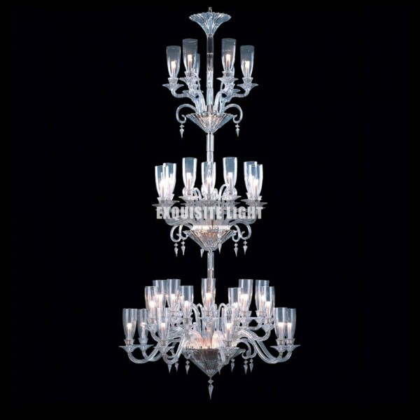 3 Layer Big Baccarat Chandelier with Glass Shade